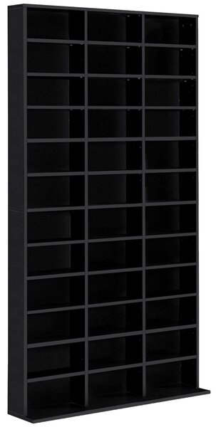HOMCOM CD / DVD Storage Shelf Storage Unit for 1116 CDs Height-Adjustable Compartments 102 x 24 x 195 cm Black