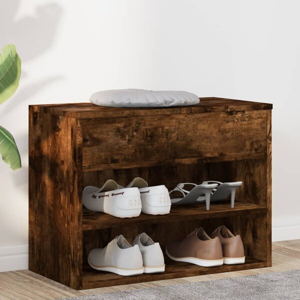 Shoe Bench Smoked Oak 60x30x45 cm Engineered Wood