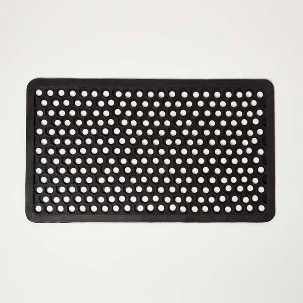 Homescapes Set of 2 Honeycomb Black Rubber Door Mats 75 x 45 cm