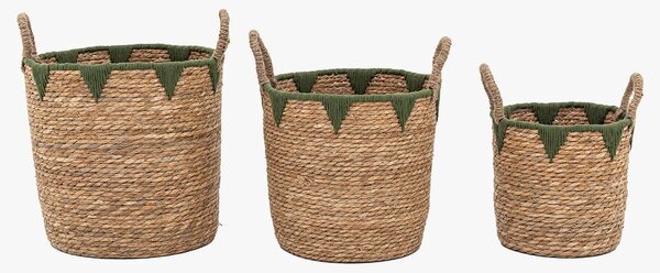 Apex Baskets in Natural and Green, Set of 3