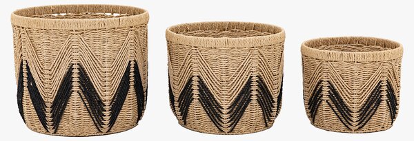 Cesta Baskets in Natural and Black, Set of 3