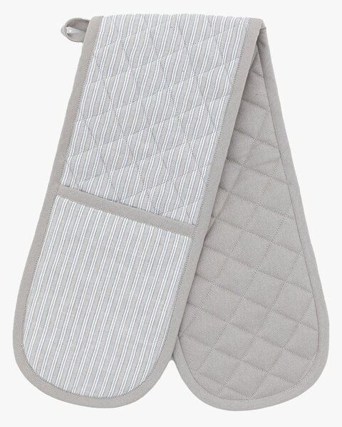 Cottage Stripe Double Oven Glove in Grey