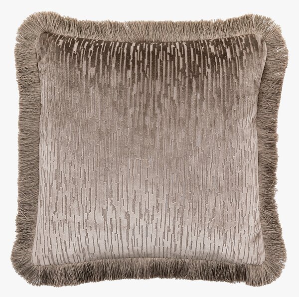 Regency Velvet Fringe Cushion in Silver