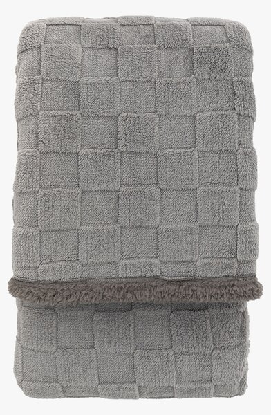 Checker Sherpa Throw in Grey