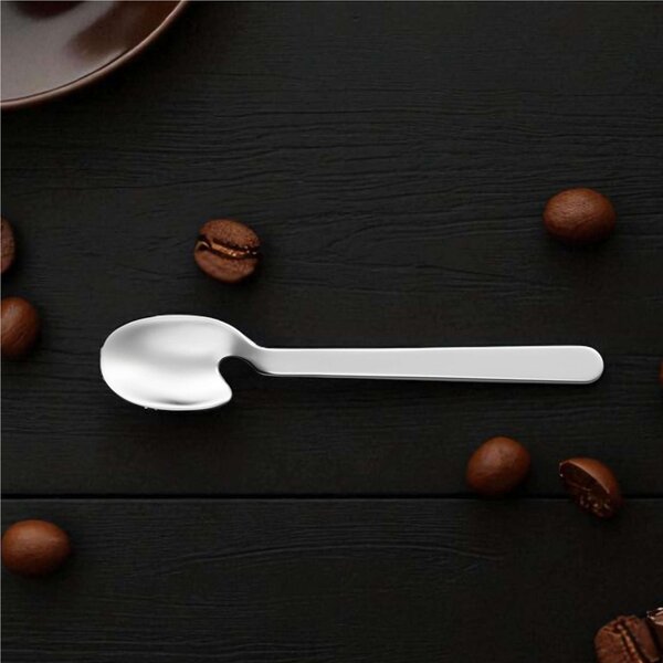 CREMINO Coffee Spoon Rests on the Edge of the Cup, 18/10 Stainless Steel (aisi 304) Polished Steel, Dimensions 105x23 mm, Set of 6 Pieces
