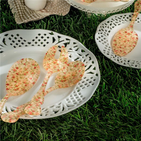 Chic Acrylic Salad Servers Flower Rose 182 mm