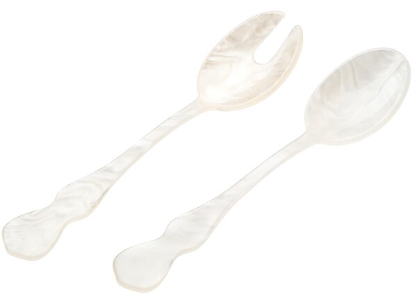 Chic Acrylic Salad Serving Set in Pearly White 182 mm
