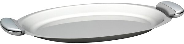 Oval Tray with Handles JOINT EME 41 cm in Polished Stainless Steel, Die-Cast Metal Handles with Polished and Sandblasted Finish
