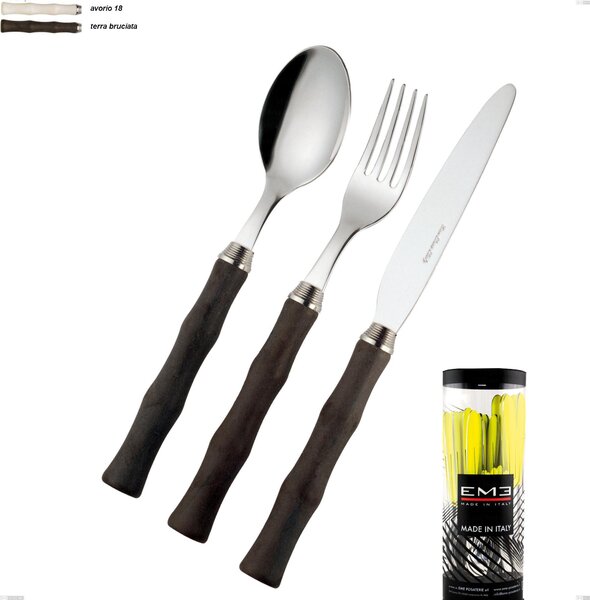 Cylinder Pack 24 Pieces Cutlery Acqua Eme, Polished AISI 304 18/10 Stainless Steel with Acrylic Handle