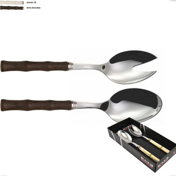 2-Piece Showcase Set Acqua Eme Salad Cutlery, Polished 18/10 AISI 304 Stainless Steel with Acrylic Handle