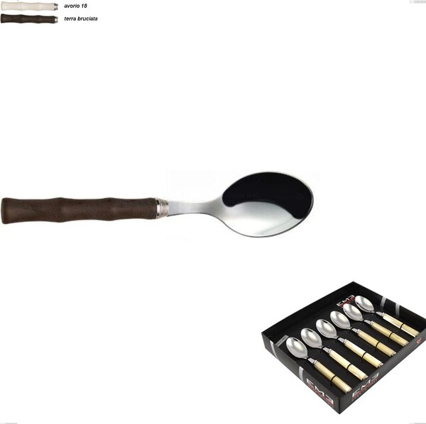 6-Piece Eme Acqua Coffee Spoon Set, Polished 18/10 AISI 304 Stainless Steel with Acrylic Handle