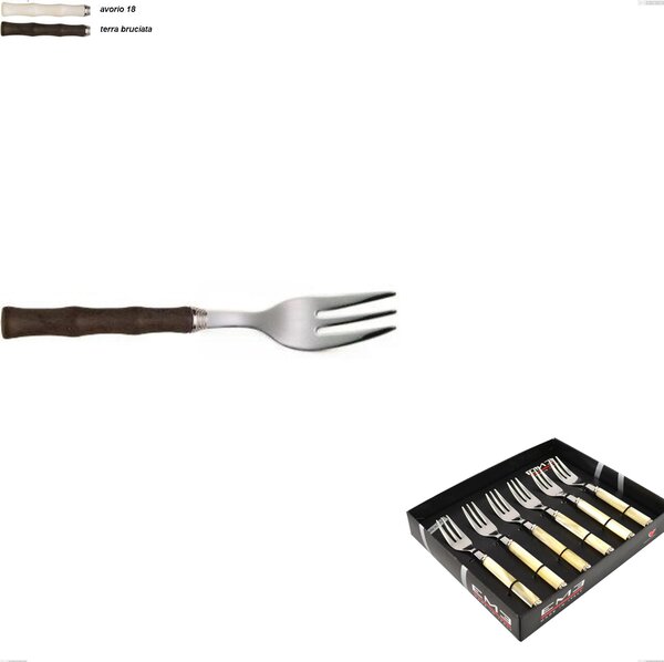 Showcase Package 6 Pieces Dessert Forks Eme Acqua, Polished 18/10 AISI 304 Stainless Steel with Acrylic Handle