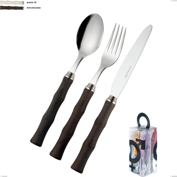You&Me 24-Piece Cutlery Set Water Eme, Polished 18/10 AISI 304 Stainless Steel with Acrylic Handle