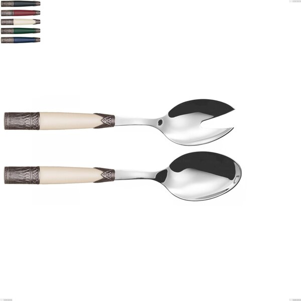 Aria Salad Cutlery Pair, 18/10 AISI304 Stainless Steel Coloured, Dimensions 233 mm with Acrylic and Metal Handle