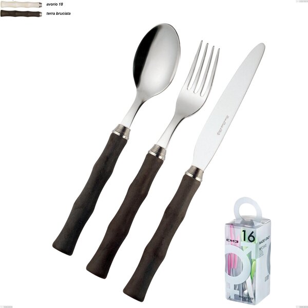 You&Me 16-piece cutlery set acqua eme, Polished 18/10 AISI 304 stainless steel with acrylic handle