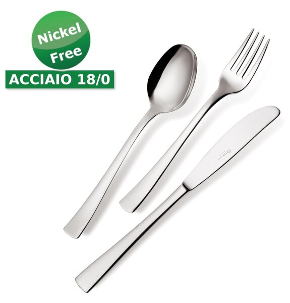24-piece Cutlery Set in Wooden Case, Economic Knife Alfa 18/0 Nickel Free, (Steel 18/ C) Nickel Free, 2 mm Thickness