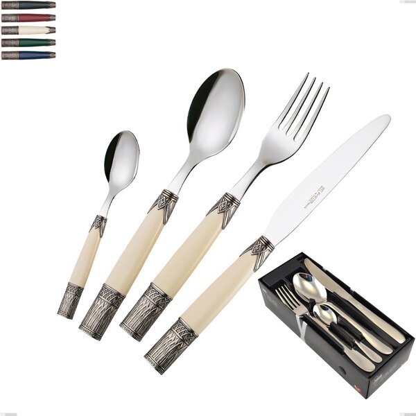 Space-saving 24-piece cutlery set Aria, 18/10 AISI304 coloured stainless steel