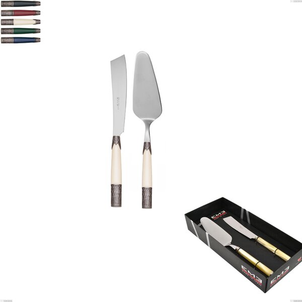 2-Piece Showcase Package, Aria Serving Spoon and Cake Knife, Coloured 18/10 AISI304 Stainless Steel