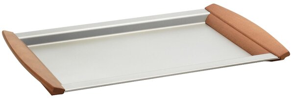 Rectangular Tray ALLURE 23x33 cm in 18/10 Satin Stainless Steel with Wooden Handles