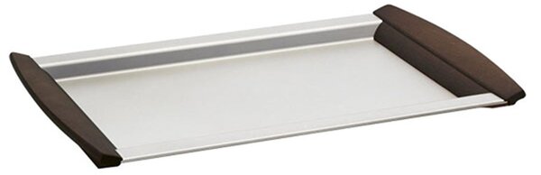 Rectangular Tray ALLURE 23x33 cm in Polished 18/10 Stainless Steel with Weng� Wood Handles