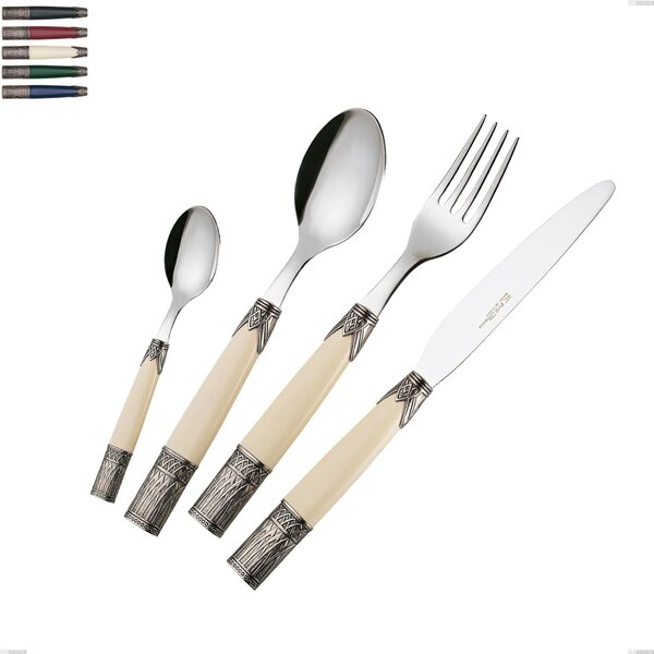 Coloured Cutlery Set 4 Pieces One Place Setting ARIA in 18/10 Stainless Steel with Methacrylate Handle Dishwasher Safe