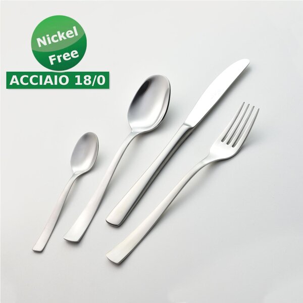 6-Piece Alfa Satinata 18/0 Nickel-Free Cutlery Set, Satin Finish, 18/0 Stainless Steel, Nickel-Free, 2 mm Thickness