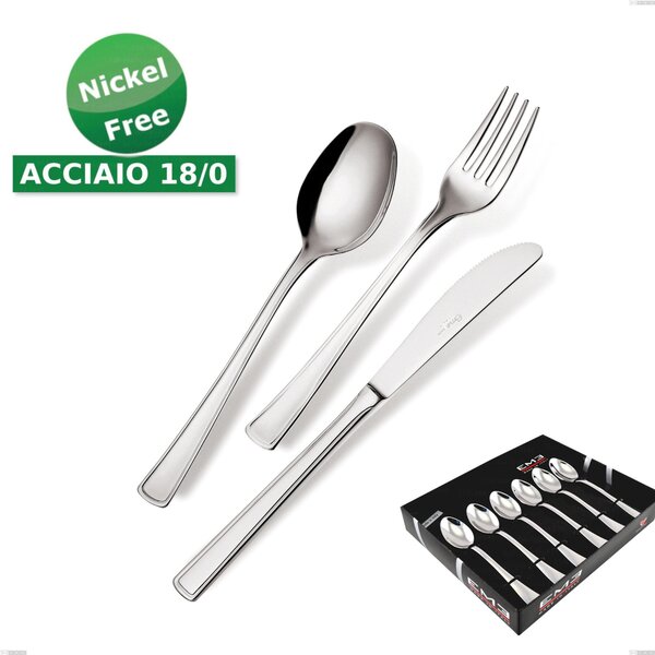 6-Piece Ambassador 18/0 Nickel-Free Cutlery Showcase, (Stainless Steel 18/0) Nickel-Free, 2 mm Thickness