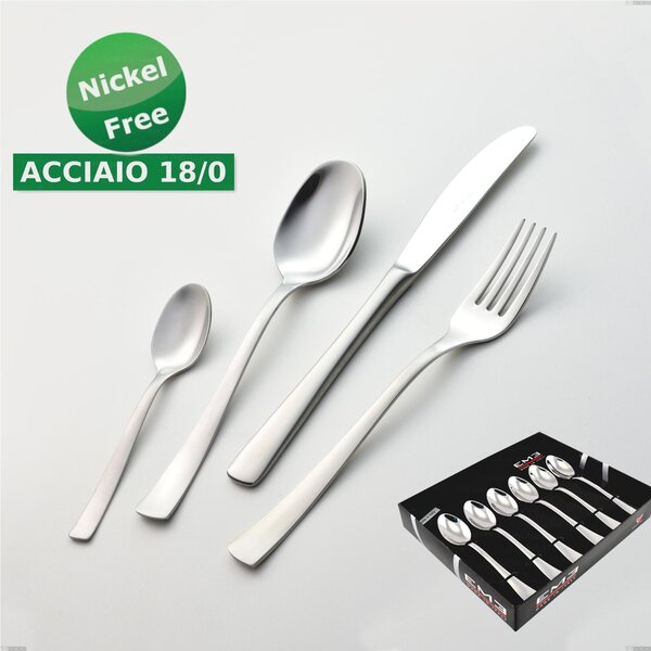Showcase Pack of 6 Alfa Satinata 18/0 Nickel-Free Cutlery, Stainless Steel 18/0 Nickel Free, 2 mm Thickness