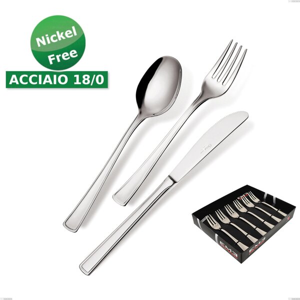 Showcase Package 6 Pieces Dessert Forks Ambassador 18/0 Nickel Free, (Steel 18/0) Nickel Free, Thickness 2 mm