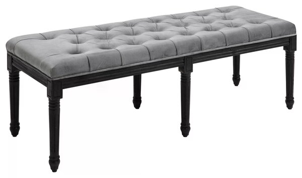 HOMCOM Fabric Bed End Bench Velvet Upholstered Tufted Accent Lounge Sofa Window Seat for Living Room, Bedroom, Hallway, Grey