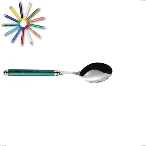 Arcadia Serving Spoon, 18/10 AISI 304 Polished Stainless Steel with Acrylic Handle and Double Ring, Length 239 mm