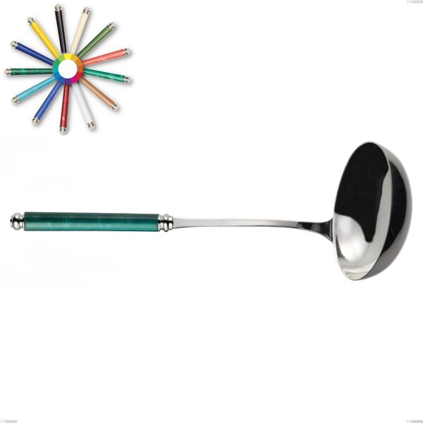 Arcadia Ladle, 18/10 AISI 304 Polished Stainless Steel with Acrylic Handle and Double Ring, Length 271 mm