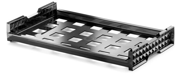 Unbreakable and Stackable Transparent Tray with 45x45 mm Square Holes for Contract Use in Tritan 53x32.5xh7.5 cm Black Colour named Giravolta