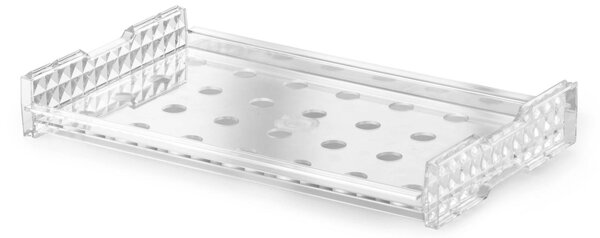 Unbreakable and Stackable Transparent Tray with Circular Holes � 28 mm for Contract Use in Tritan 53x32.5xh7.5 cm, Transparent Colour, named Giravolta