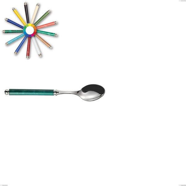 Arcadia Dessert Spoon, 18/10 AISI 304 Polished Stainless Steel with Acrylic Handle and Double Ring, Length 151 mm