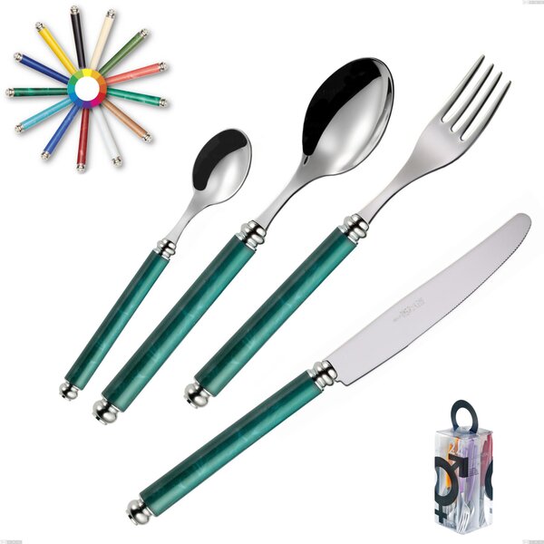 You&Me 24-piece Cutlery Set Arcadia, 18/10 AISI 304 Polished Stainless Steel with Acrylic Handle and Double Ring