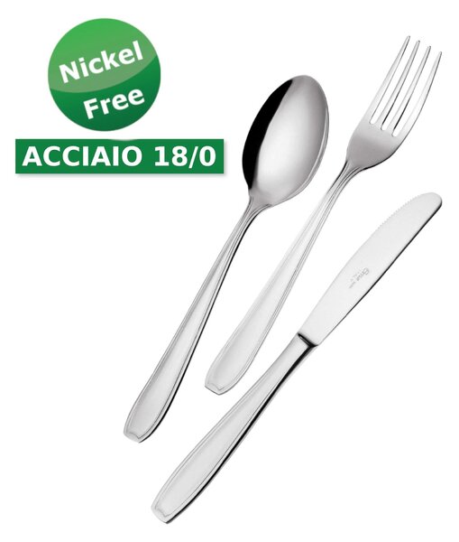 Space-saving 24-piece Cutlery Set Atena 18 Cromo, (Stainless Steel 18/0) Nickel Free, 2 mm Thickness