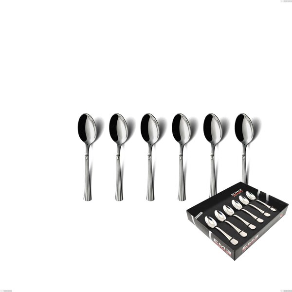 Showcase Pack of 6 Bavaria Moka, Polished Stainless Steel (Aisi 304) Classic Style Cutlery