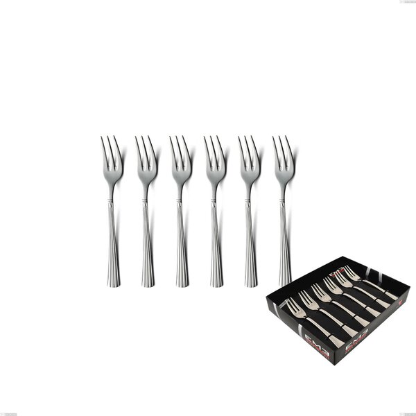 Showcase Pack of 6 Bavaria Dessert Forks, Polished Stainless Steel (Aisi 304) Classic Style