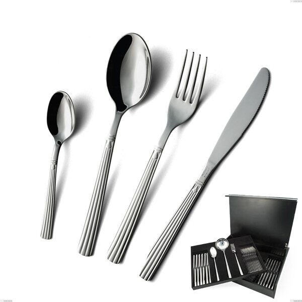 Cutlery set in Wooden Case 75 Pieces Bavaria Economical Knife, Polished Stainless Steel (AISI 304) Classic Style Name: Bavaria