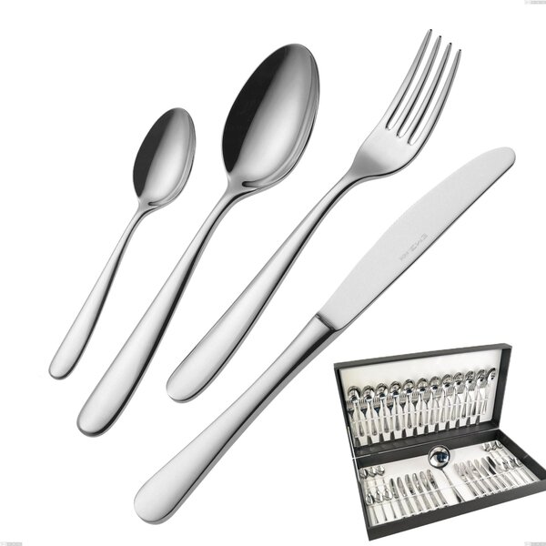 49-Piece Beta Cutlery Set in Canteen Box, 18.10 (AISI304), 4mm Thickness, Mirror Polished Stainless Finish