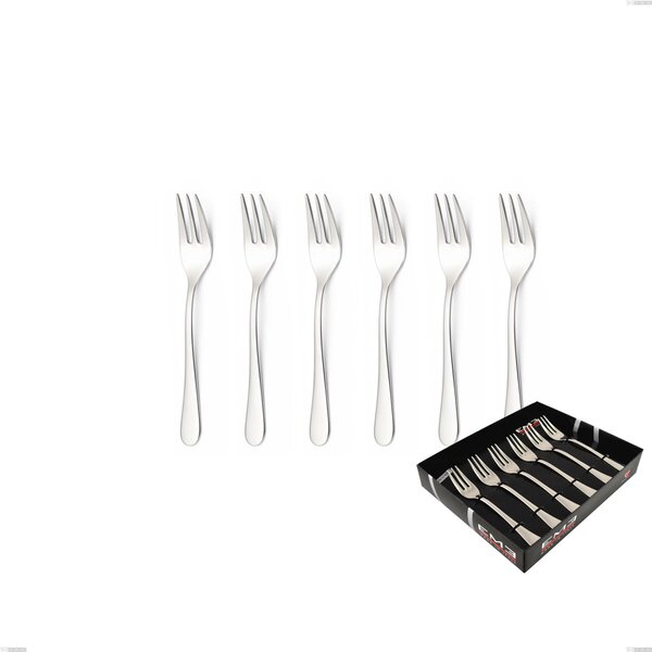 Showcase Pack 6 Pieces Beta Dessert Forks, 18.10 (AISI304), 4mm Thickness, Mirror Polished Stainless Finish
