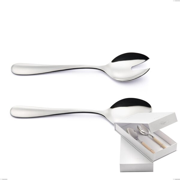 2-Piece Beta Salad Cutlery Set, 18.10 (AISI304), 4mm Thickness, Mirror Polished Stainless Steel Finish