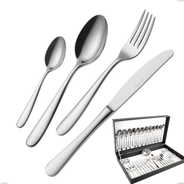 51-Piece Beta Cutlery Set in Canteen Box, 18.10 (AISI304), 4mm Thickness, Mirror Polished Stainless Finish