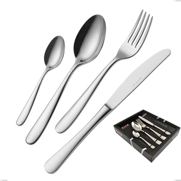24 Piece Beta Cutlery Set in Display Case, 18.10 (AISI304), 4mm Thickness, Mirror Polished Stainless Finish
