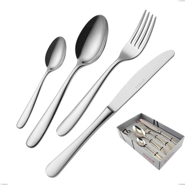 16 Piece Beta Cutlery Set in Showcase Packaging, 18.10 (AISI304), 4mm Thickness, Mirror Polished Stainless Finish