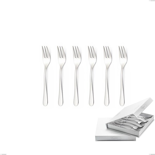 6-Piece Dessert Fork Set Beta, 18.10 (AISI304), 4mm Thickness, Mirror Polished Stainless Steel Finish