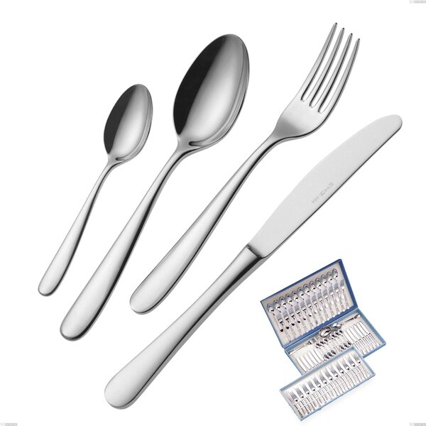 75-Piece Beta Cutlery Set in Gift Case, 18.10 (AISI304), 4mm Thickness, Mirror Polished Stainless Finish