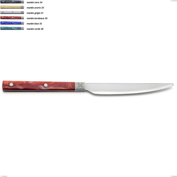 Boheme table knife, Stainless Steel (Aisi 304) with classic pattern engraved collar and silver finish, length 236 mm
