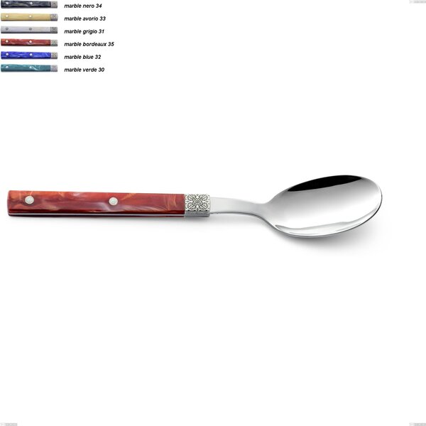 Table Spoon, Boheme Soup, Stainless Steel (AISI 304) with Classic Pattern Engraved Collar and Silver Finish, Length 212 mm